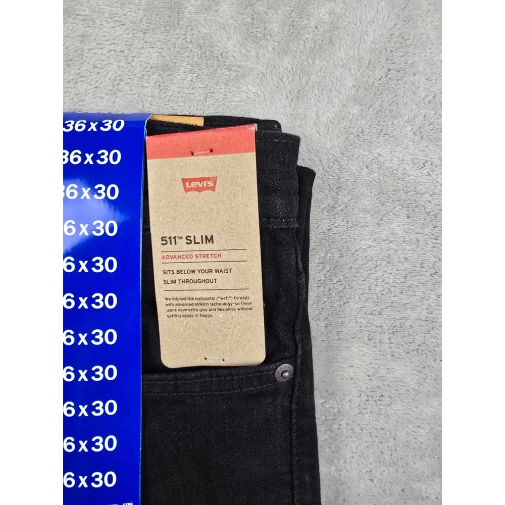 Levi's 511 Slim Jeans Mens 36x30 Black Advanced Stretch Denim Pants